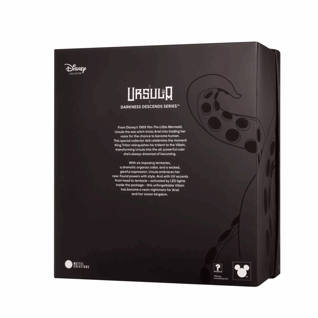 Ursula Collector Doll by Mattel – The Little Mermaid – Darkness Descends Series (back of box)