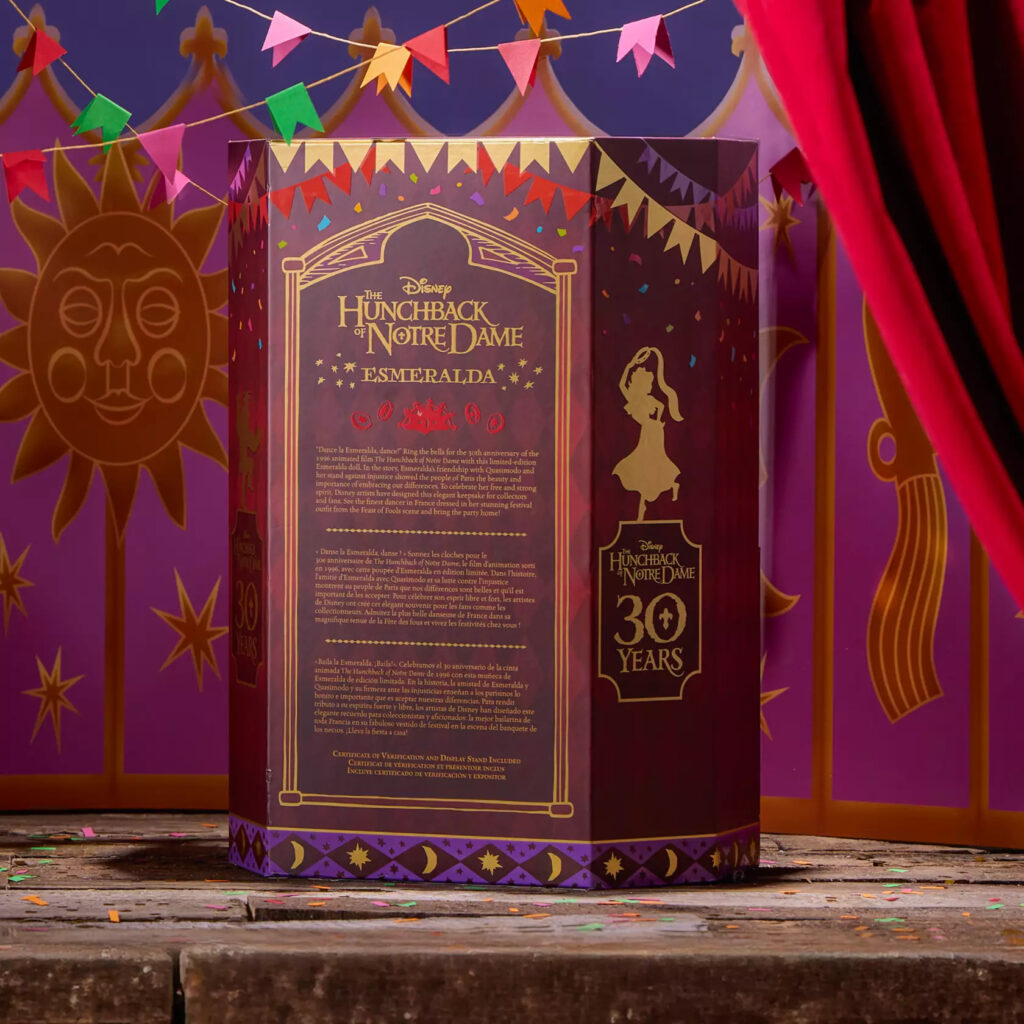 Esmeralda Limited Edition Doll – The Hunchback of Notre Dame 30th Anniversary – 16'' (box back)